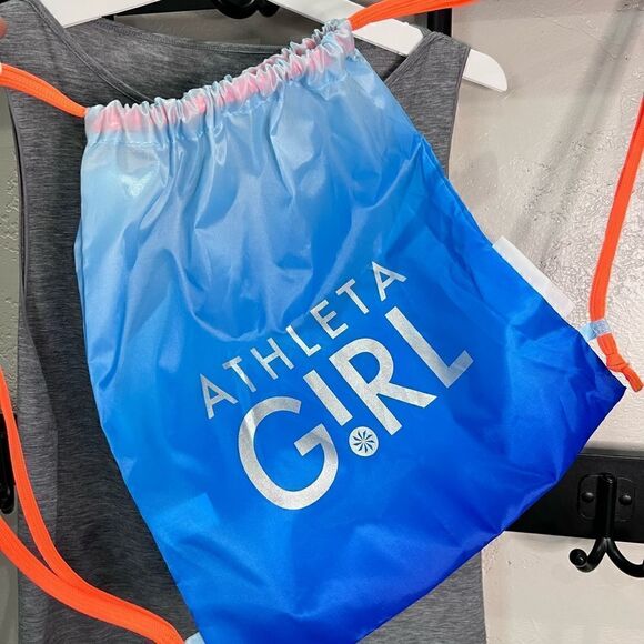 Athleta muscle tee shirt draw string bag bundle grey size XS - Picture 6 of 13